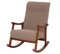 Mendler Fauteuil à Bascule HWC-K10, Fauteuil Relax, Bois MVG Tissu/Textile bouclé (450 g/m²) - Taupe, Structure Aspect Noyer