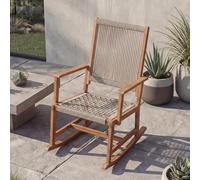 Fauteuil À Bascule Hwc-P73, Fauteuil À Bascule D'extérieur Pour Jardin, Chaise Longue À Bascule, Bois D'acacia, Cordage Tressé Beige Gris