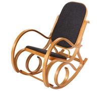 Mendler Fauteuil à Bascule M41 Bois Massif Aspect chêne Tissu Textile Gris Anthracite