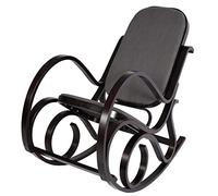 Mendler Fauteuil à Bascule M41 Bois Massif Aspect Noyer Tissu Textile Gris Anthracite