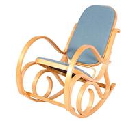 Fauteuil À Bascule M41, Fauteuil Tv, Bois Massif Aspect Chêne, Bleu Multicolore