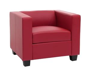 Mendler Fauteuil Club/Lounge Lille, 86x75x70cm - Cuir reconstitué, Rouge