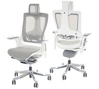 Mendler Fauteuil de bureau MERRYFAIR Wau 2 pivotant rembourrage filet ergonomique blanc/gris