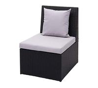 Mendler Fauteuil de Jardin en polyrotin HWC-G16, gastronomie - Noir, Coussin Gris Clair