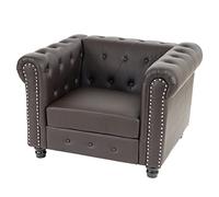 Fauteuil De Luxe Lounge Relax Chesterfield Similicuir Pieds Ronds, Brun Antique Multicolore