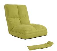 Mendler Fauteuil de Sol HWC-N45, Fauteuil-lit Pliable Fauteuil Fonctionnel, Fonction Sommeil Pliable Cadre Acier Velours - Vert