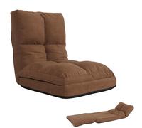 Mendler Fauteuil de Sol HWC-N45, Fauteuil-lit Pliable Fauteuil Fonctionnel, Fonction Sommeil Pliable Cadre Acier Velours - Brun