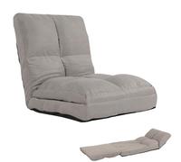 Mendler Fauteuil de Sol HWC-N45 Velours Gris Clair