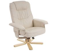 Mendler Fauteuil de télé M56, Fauteuil de Relaxation sans Tabouret, Similicuir - crème