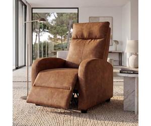 Mendler Fauteuil de télévision HWC-F76, fauteuil de relaxation, chaise longue, fonction de couchage réglable, tissu/textile - Vintage imitation daim