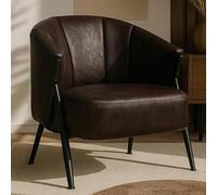 Mendler Fauteuil HWC-P30 Simili Cuir Marron foncé