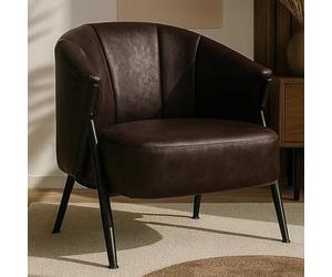 Mendler Fauteuil HWC-P30 Simili Cuir Marron foncé