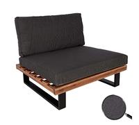 Mendler Fauteuil Lounge HWC-H54 Bois d'acacia MVG-certifié Marron Rembourrage Gris foncé