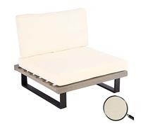 Mendler Fauteuil Lounge HWC-H54, Fauteuil de Jardin, Spun Poly Acacia Bois MVG-certifié Aluminium - Gris, Rembourrage Blanc crème