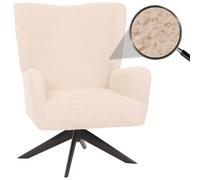 Mendler Fauteuil Lounge HWC-N65 Chenille Métal crème-Beige