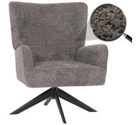 Mendler Fauteuil Lounge HWC-N65 Chenille Métal Gris foncé