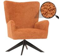 Mendler Fauteuil Lounge HWC-N65 Chenille Métal Terre Cuite