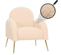 Mendler Fauteuil Lounge HWC-N69 Chenille certifié MVG crème-Blanc