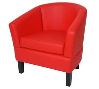 Mendler Fauteuil Lounge HWC-O17, Fauteuil Club Fauteuil Cocktail, certifié MVG Similicuir - Rouge