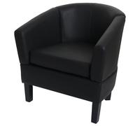 Mendler Fauteuil Lounge HWC-O17 Similicuir Noir
