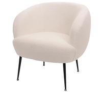 Mendler Fauteuil Lounge HWC-O37 Bouclé Métal MVG Blanc