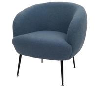 Mendler Fauteuil Lounge HWC-O37 Bouclé Métal MVG Bleu