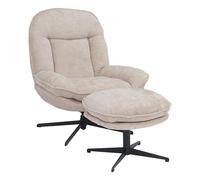 Mendler Fauteuil Relax avec Repose-Pieds HWC-P32 Chenille (370 g/m²) crème