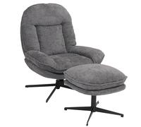 Mendler Fauteuil Relax avec Repose-Pieds HWC-P32 Chenille (370 g/m²) Gris