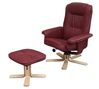 Mendler Fauteuil Relax/de Relaxation M56 avec Pouf, Simili-Cuir, Bordeaux