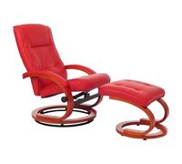 Mendler Fauteuil Relax, Fauteuil avec Pouf, Pescatori, Simili-Cuir, Rouge