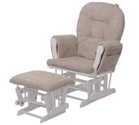 Mendler Fauteuil Relax HWC-C76 Chenille crème, piètement Blanc