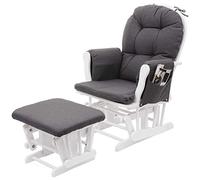 Mendler Fauteuil Relax HWC-C76, Fauteuil à Bascule avec Tabouret - Tissu/Textile, Gris foncé, châssis Blanc