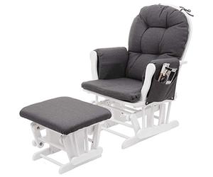Mendler Fauteuil Relax HWC-C76, Fauteuil à Bascule avec Tabouret - Tissu/Textile, Gris foncé, châssis Blanc