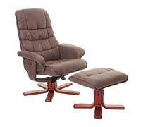 Mendler Fauteuil relax HWC-E30 – fauteuil TV avec tabouret imitation daim marron