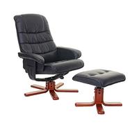 Mendler Fauteuil Relax HWC-E30 siège TV avec Tabouret Similicuir Noir
