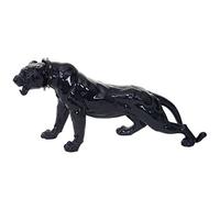 Figure De Décoration Léopard, 59cm, Sculpture, Polyrésine Noir Poli Fin Avec Collier Noir
