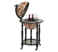 Globe Terrestre, Bar De Salon Hwc-A78, Minibar Roulant, Bois D'eucalyptus Multicolore