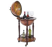 Mendler Globe terrestre, Bar de Salon HWC-T874, minibar Roulant, Bois d'eucalyptus