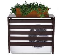 Mendler Habillage en Aluminium pour climatiseur/Pompe à Chaleur HWC-K59, Cache-Grille de Protection pour étagère à Plantes, métal 73 x 90 x 38 cm - Marron