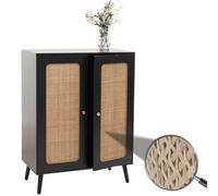 Mendler Highboard HWC-M38, Commode Armoire Sideboard, Compartiments de Rangement, Kubu rotin Bois 106x80x41cm - Noir