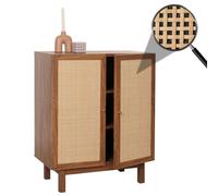 Mendler Highboard HWC-M51, Commode Armoire Sideboard, Compartiments de Rangement, rotin Kubu 98x79x42cm - Aspect Noyer