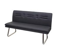Mendler HWC-H70 Banc de salle à manger rembourré avec dossier en tissu/textile en acier inoxydable brossé Gris 160 cm