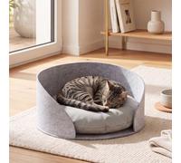 Mendler Lit pour Animaux HWC-Q61 pour Chiens/Chats, Rond avec Coussin, Panier de Couchage, lit pour Animaux, en Feutre, Ø 39 cm - Gris