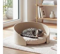 Mendler Lit pour Animaux HWC-Q61 pour Chiens/Chats, Rond avec Coussin, Panier de Couchage, lit pour Animaux, en Feutre, Ø 39 cm - Beige