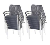 Lot de 12 chaises de conférence / visiteur Tulsa, empilable, tissu siège gris, dossier gris