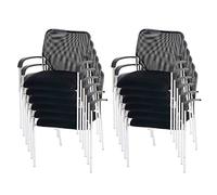 Mendler Lot de 12 chaises de conférence Tulsa empilable Tissu siège Noir Dossier Noir