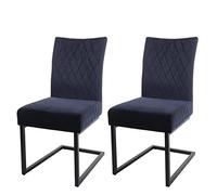 Mendler Lot de 2 chaises Cantilever HWC-L15, Chaise Visiteur Velours Acier époxy - Anthracite-Bleu