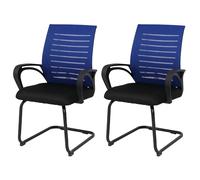 Mendler Lot de 2 chaises de conférence HWC-K51, Bleues, piètement Noir