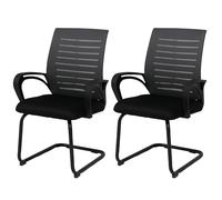 Mendler Lot de 2 chaises de conférence HWC-K51, Chaise Visiteur à piètement Luge, Tissu/Textile (250 g/m²) MVG - Gris, Structure Noire