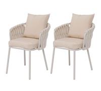 Mendler Lot de 2 chaises de Jardin en Aluminium HWC-P89 crème